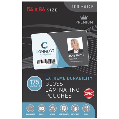 GBC LAMINATING POUCH 54X86MM 175 Micron Pack 100